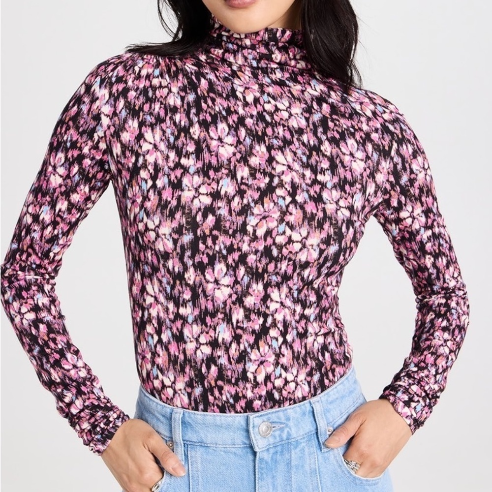 Isabel Marant Étoile Women's Floral Lou High-Neck Blouse in Multicolor NWOT